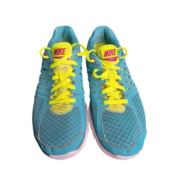 Nike Flex Trainer Teal Blue & Neon Athletic Running Jogging Sneakers Shoes~Sz 7 - Picture 9 of 13